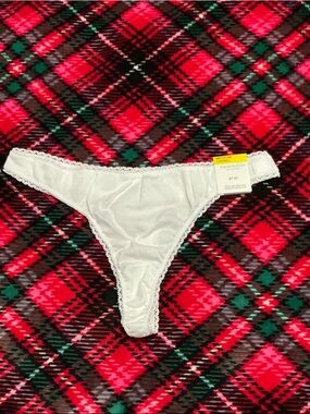 Charter Club White Lace-Trim Thong